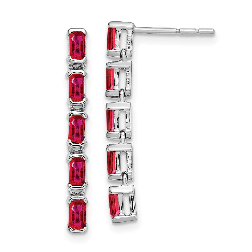 14k White Gold Ruby 5-stone Dangle Earrings EM7224-RU-W