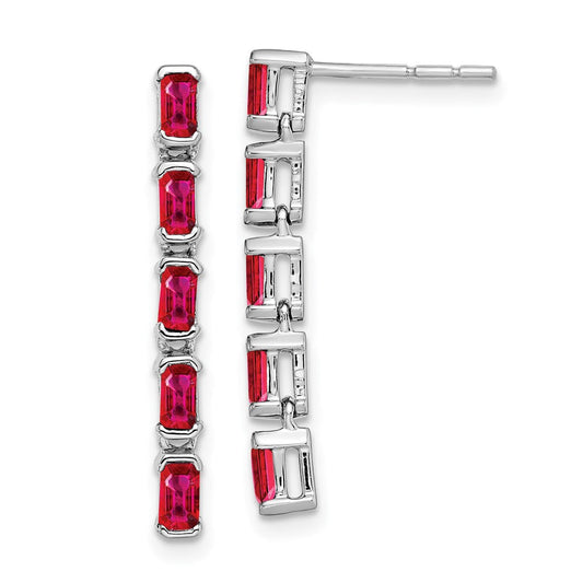 14k White Gold Ruby 5-stone Dangle Earrings EM7224-RU-W