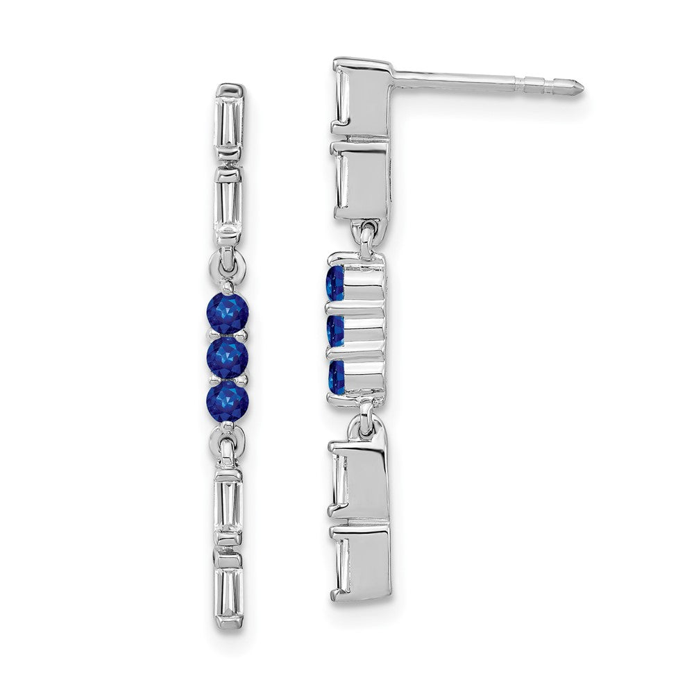 14k White Gold Sapphire and Real Diamond Dangle Earrings EM7226-SA-023-WA