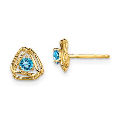 14k Yellow Gold Blue Topaz Post Earrings EM7395-BT-Y