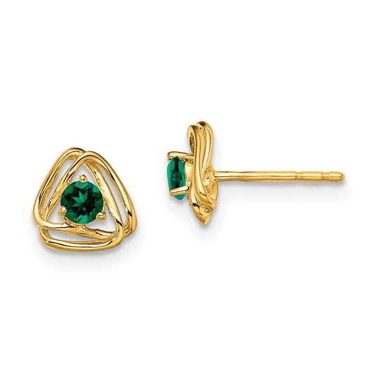 14k Yellow Gold Created Emerald Post Earrings EM7395-CEM-Y
