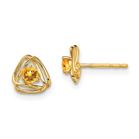 14k Yellow Gold Citrine Post Earrings EM7395-CI-Y
