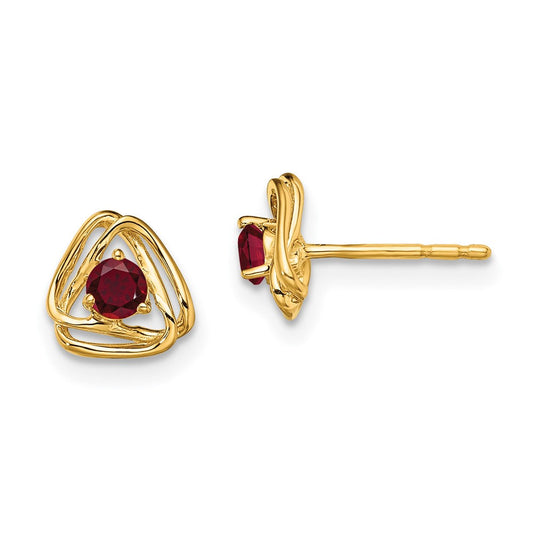 14k Yellow Gold Created Ruby Post Earrings EM7395-CRU-Y