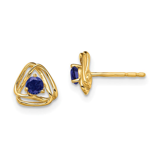 14k Yellow Gold Created Sapphire Post Earrings EM7395-CSA-Y