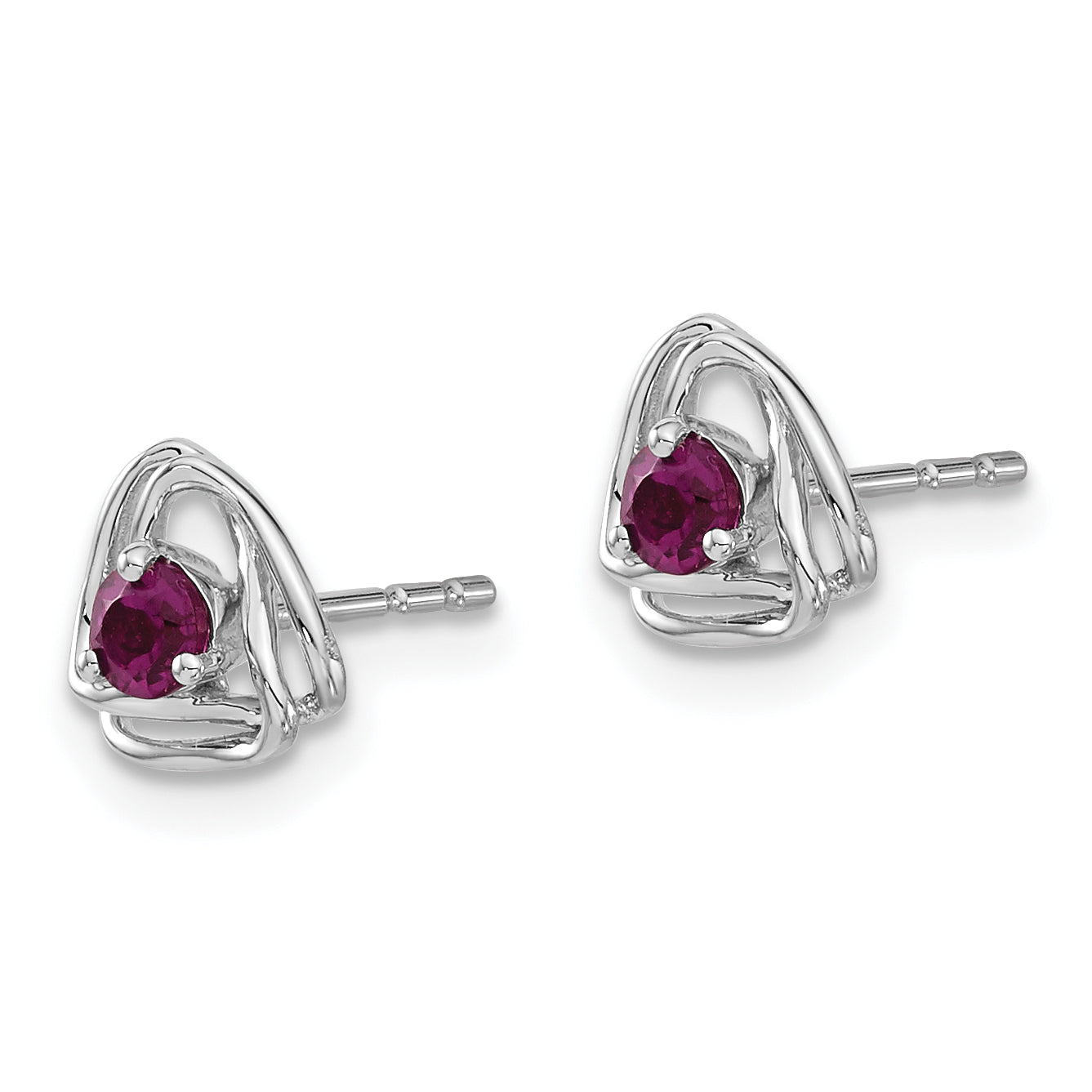 Solid 14k White Gold Rhodolite Simulated Garnet Post Earrings