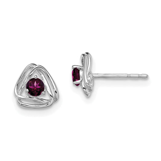 Solid 14k White Gold Rhodolite Simulated Garnet Post Earrings