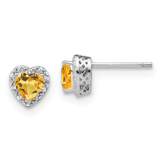 Sterling Silver Citrine and Real Diamond Earrings EM7400-CI-010-SSA