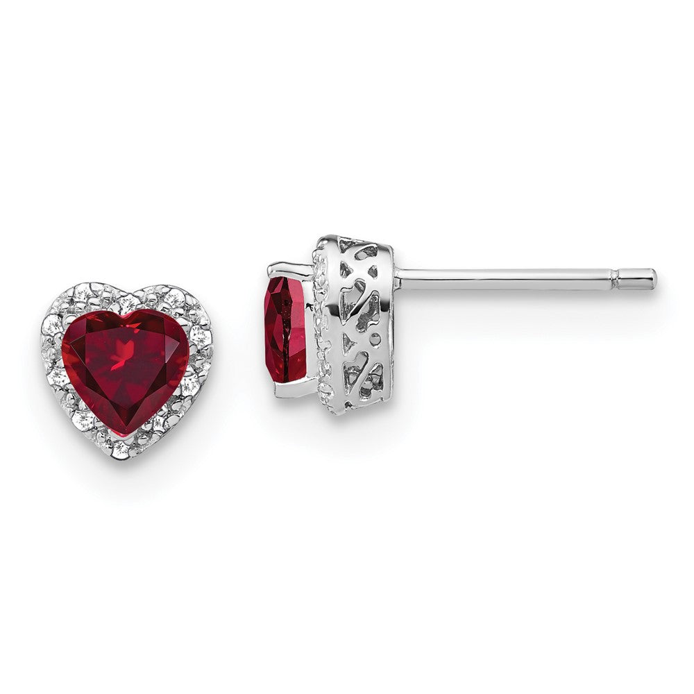 Sterling Silver Created Ruby and Real Diamond Earrings EM7400-CRU-010-SSA