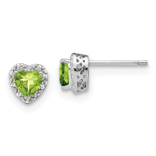 Sterling Silver Peridot and Real Diamond Earrings EM7400-PE-010-SSA