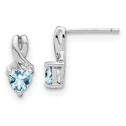 Sterling Silver Aquamarine and Real Diamond Earrings EM7401-AQ-002-SSA