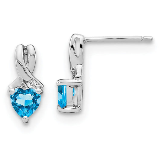 Sterling Silver Blue Topaz and Real Diamond Earrings EM7401-BT-002-SSA