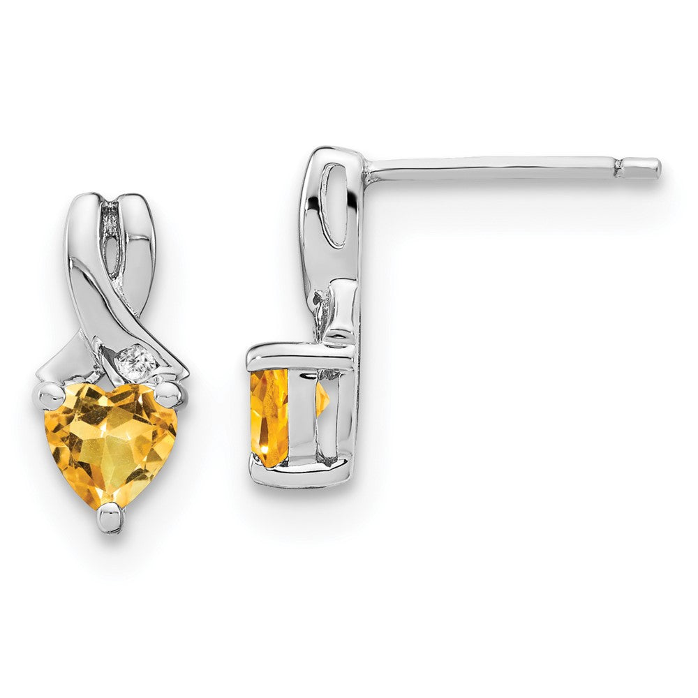Sterling Silver Citrine and Real Diamond Earrings EM7401-CI-002-SSA
