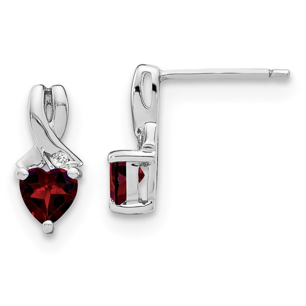 Sterling Silver Garnet and Real Diamond Earrings EM7401-GA-002-SSA
