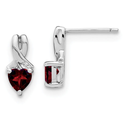 Sterling Silver Garnet and Real Diamond Earrings EM7401-GA-002-SSA