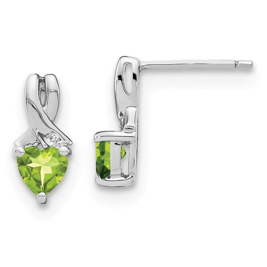 Sterling Silver Peridot and Real Diamond Earrings EM7401-PE-002-SSA