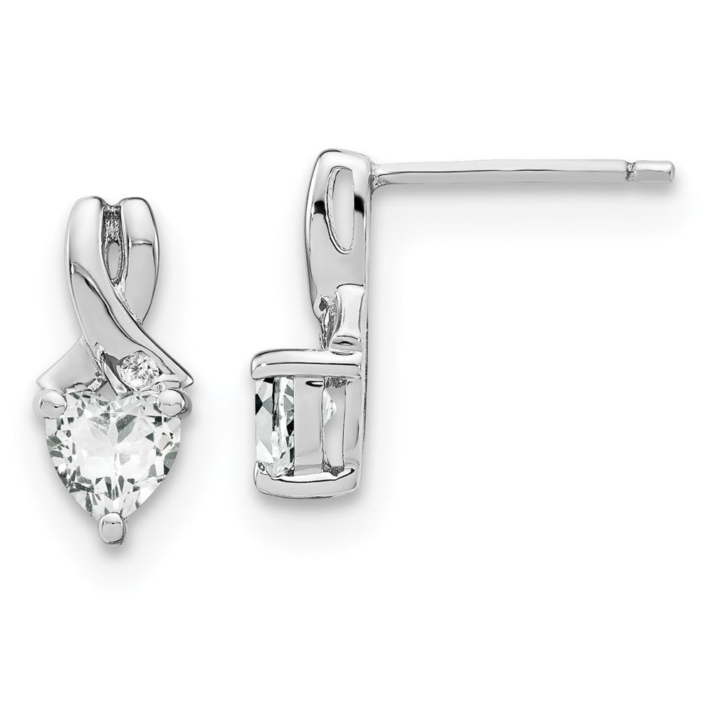 Sterling Silver White Topaz and Real Diamond Earrings EM7401-WT-002-SSA