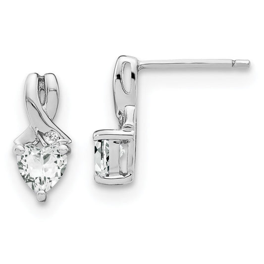 Sterling Silver White Topaz and Real Diamond Earrings EM7401-WT-002-SSA