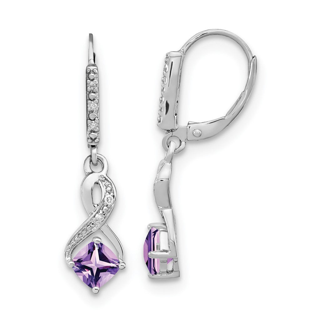 Sterling Silver Amethyst and Real Diamond Earrings EM7402-AM-006-SSA