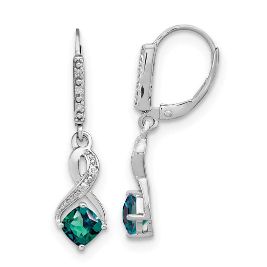 Sterling Silver Created Alexandrite and Real Diamond Earrings EM7402-CA-006-SSA