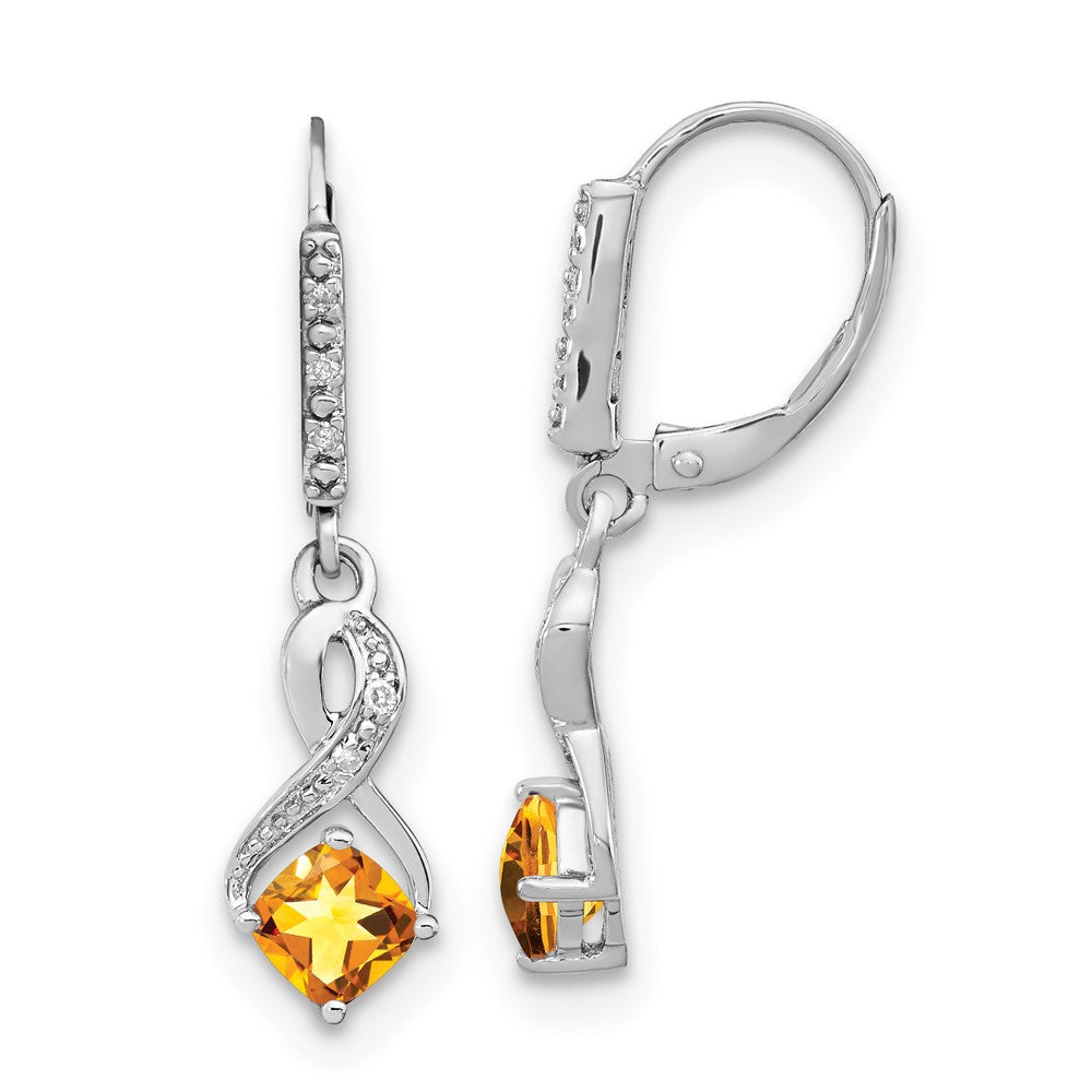 Sterling Silver Citrine and Real Diamond Earrings EM7402-CI-006-SSA