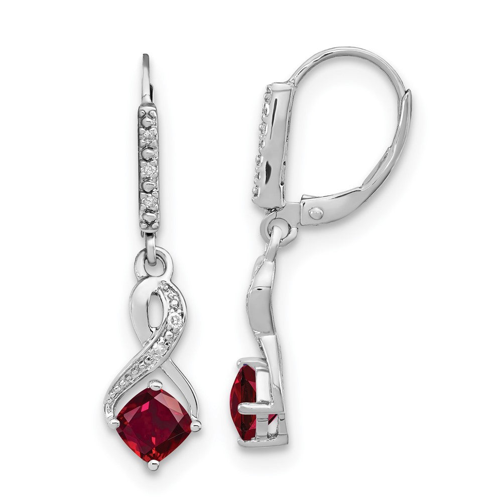 Sterling Silver Created Ruby and Real Diamond Earrings EM7402-CRU-006-SSA
