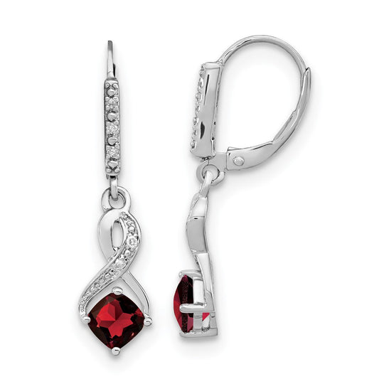 Sterling Silver Garnet and Real Diamond Earrings EM7402-GA-006-SSA
