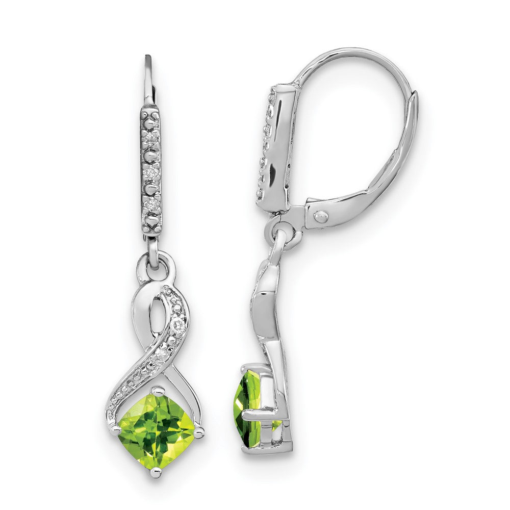 Sterling Silver Peridot and Real Diamond Earrings EM7402-PE-006-SSA