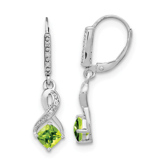 Sterling Silver Peridot and Real Diamond Earrings EM7402-PE-006-SSA