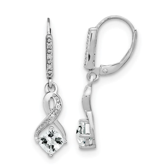 Sterling Silver White Topaz and Real Diamond Earrings EM7402-WT-006-SSA