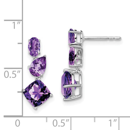 Solid 14k White Gold Simulated Amethyst Dangle Earrings