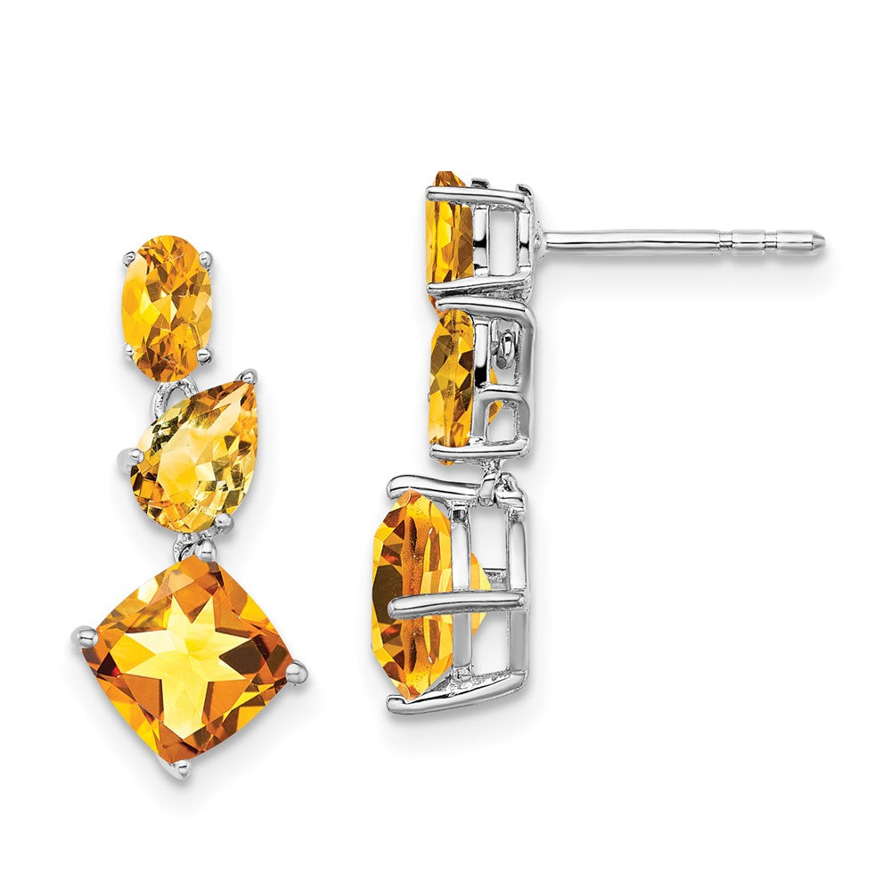 14k White Gold Citrine Dangle Earrings EM7457-CI-W