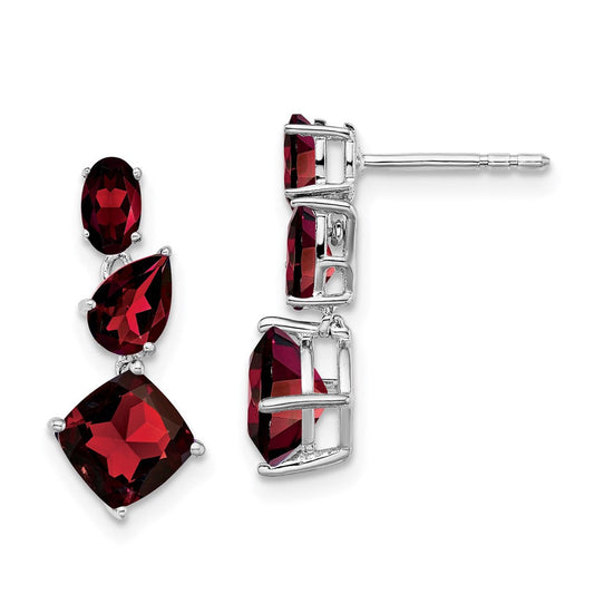 14k White Gold Garnet Dangle Earrings EM7457-GA-W