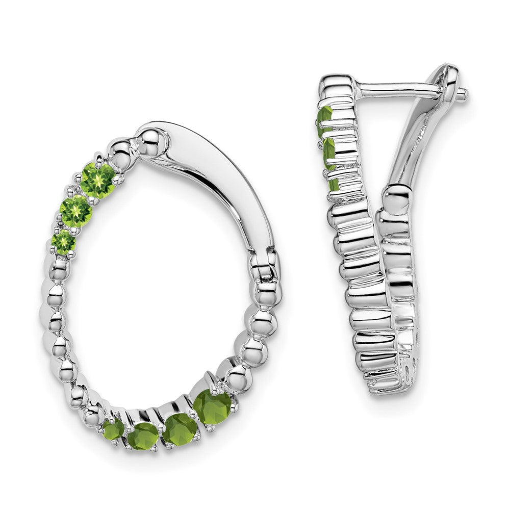 14k White Gold Peridot Oval Hoop Earrings EM7460-PE-W