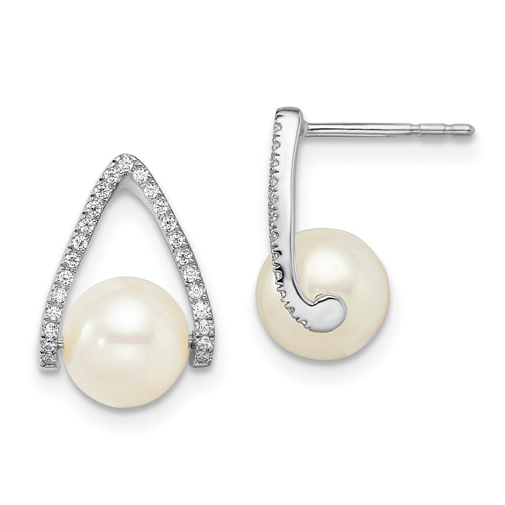 14k White Gold Polished FWC Pear Post Earrings EM8099-PL-015-W