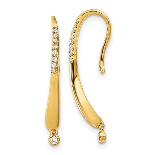 14k Yellow Gold Polished Real Diamond Drop Wire Earrings EM8381-008-YA