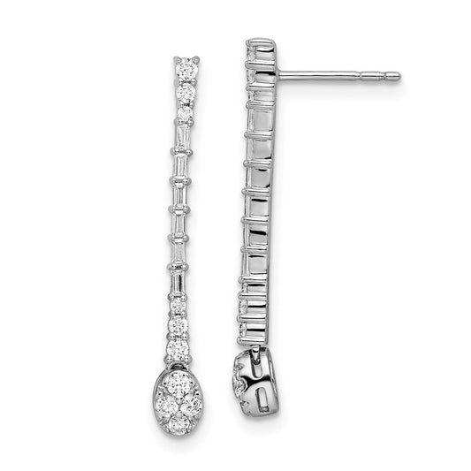 14k White Gold Polished Real Diamond Drop Post Earrings EM8383-050-WA