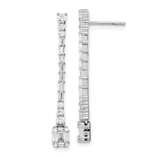14k White Gold Polished Real Diamond Drop Post Earrings EM8384-075-WA