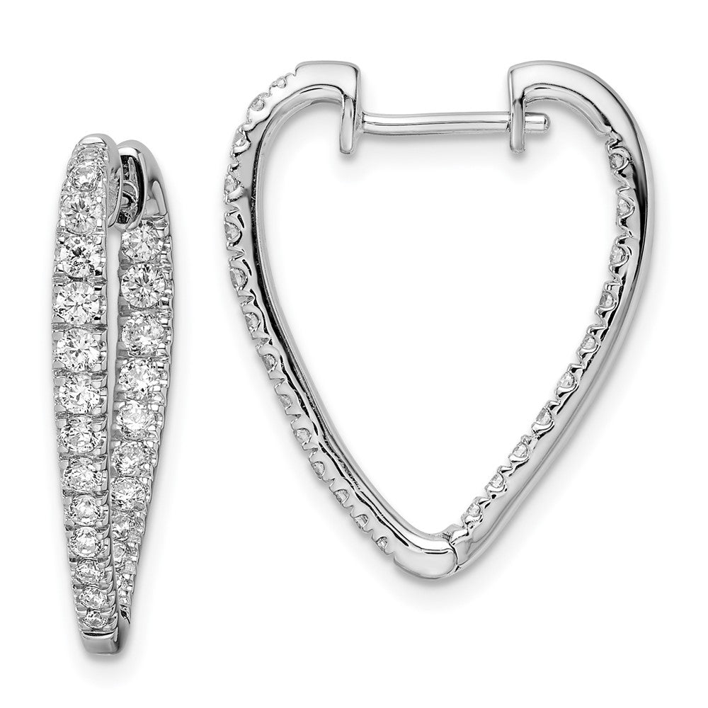 14k White Gold Polished Real Diamond In & Out Hoop Earrings EM8386-100-WA