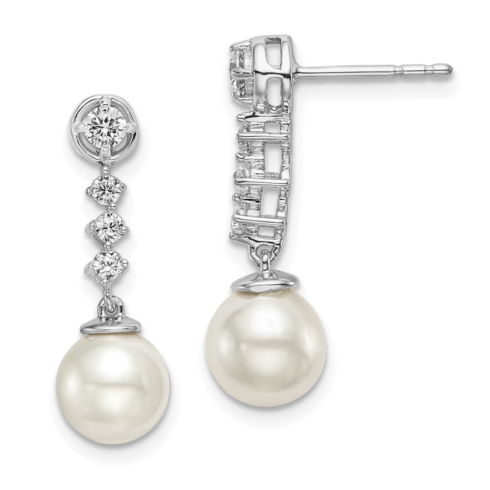 14k White Gold Freshwater Cultured Pearl & Real Diamond Post Earrings EM8478-PL-034-WA