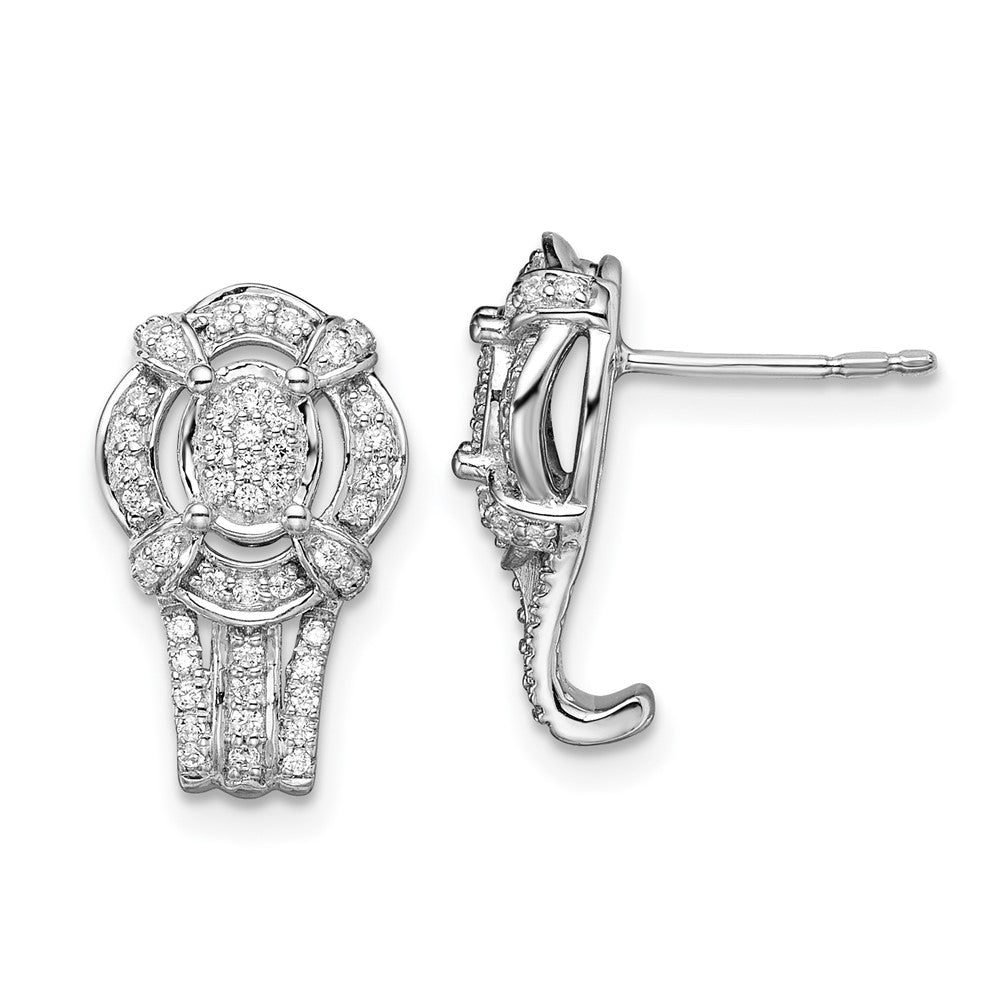 14k White Gold Fancy Vintage Real Diamond Post Earrings EM8509-032-WA