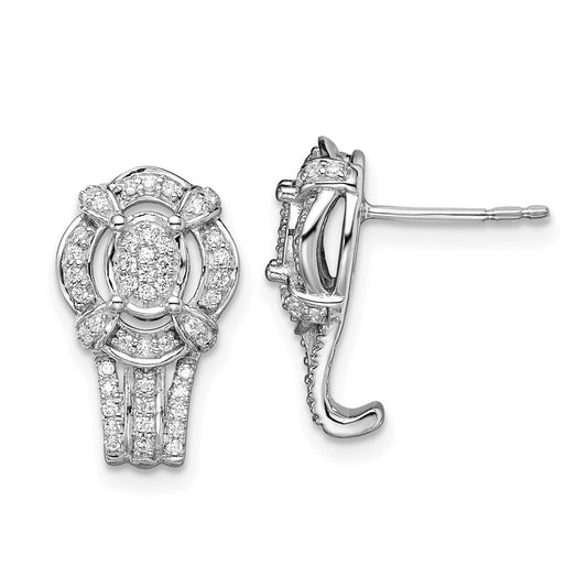 14k White Gold Fancy Vintage Real Diamond Post Earrings EM8509-032-WA