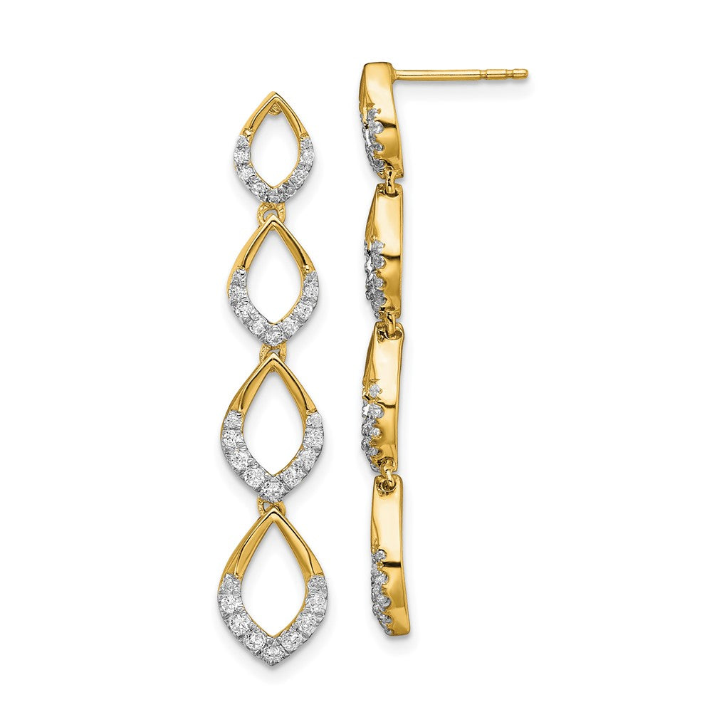 14k Yellow Gold Polished Dangle Real Diamond Post Earrings EM8514-055-YA