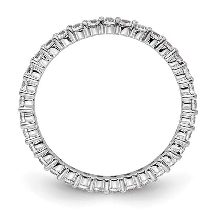 Solid Real 14k White Gold Polished Shared Prong 1/2ct CZ Eternity Wedding Band Ring