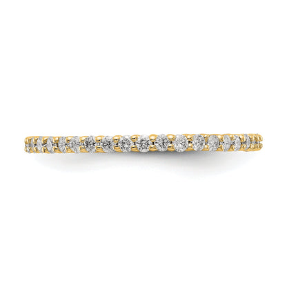Solid Real 14k Polished Shared Prong 1/2ct CZ Eternity Wedding Band Ring