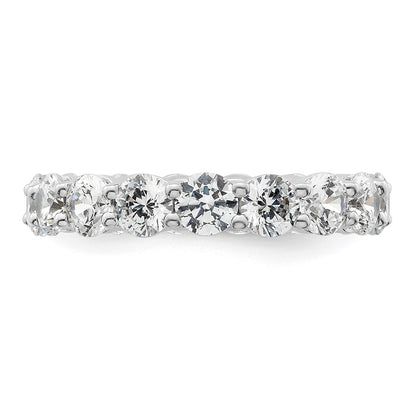Solid Real 14k White Gold Polished Shared Prong 3ct CZ Eternity Wedding Band Ring