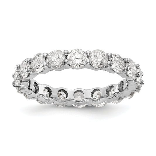 Solid Real 14k White Gold Polished Shared Prong 3ct CZ Eternity Wedding Band Ring