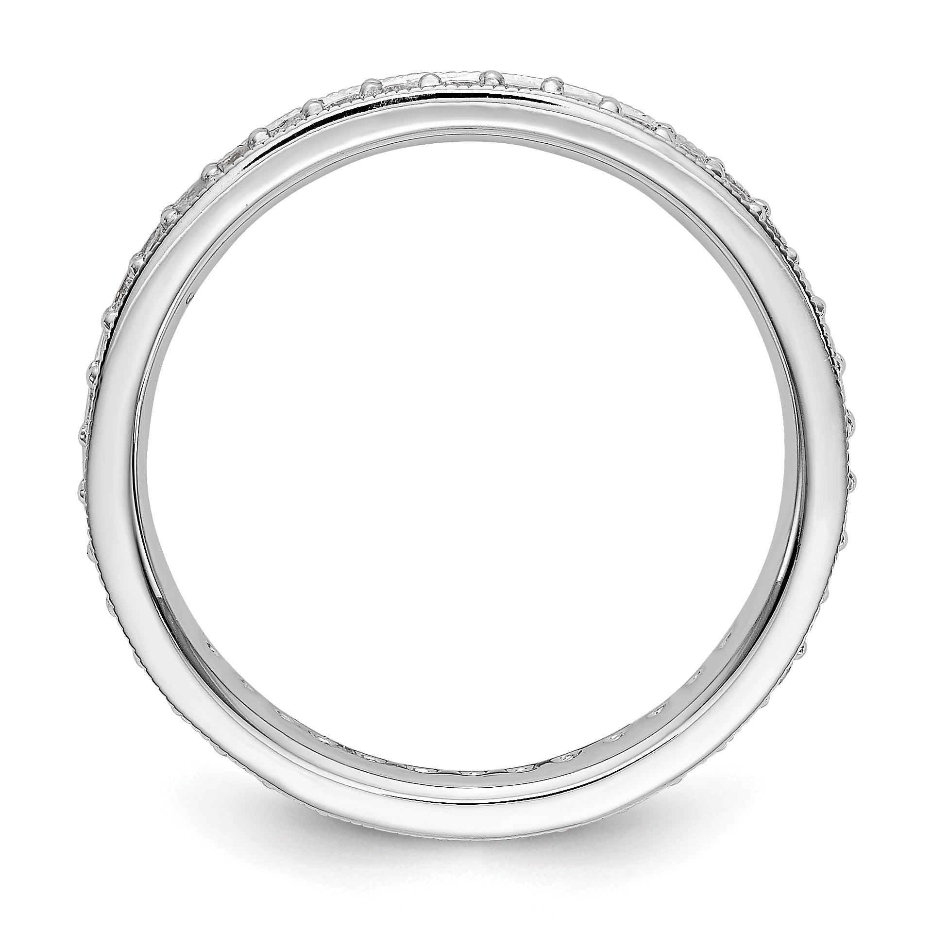 Solid Real 14k White Gold Polished Round 1/2 CT Vintage CZ Eternity Wedding Band Ring