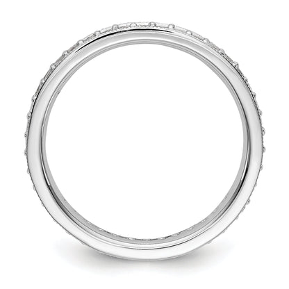 Solid Real 14k White Gold Polished Round 1/2 CT Vintage CZ Eternity Wedding Band Ring