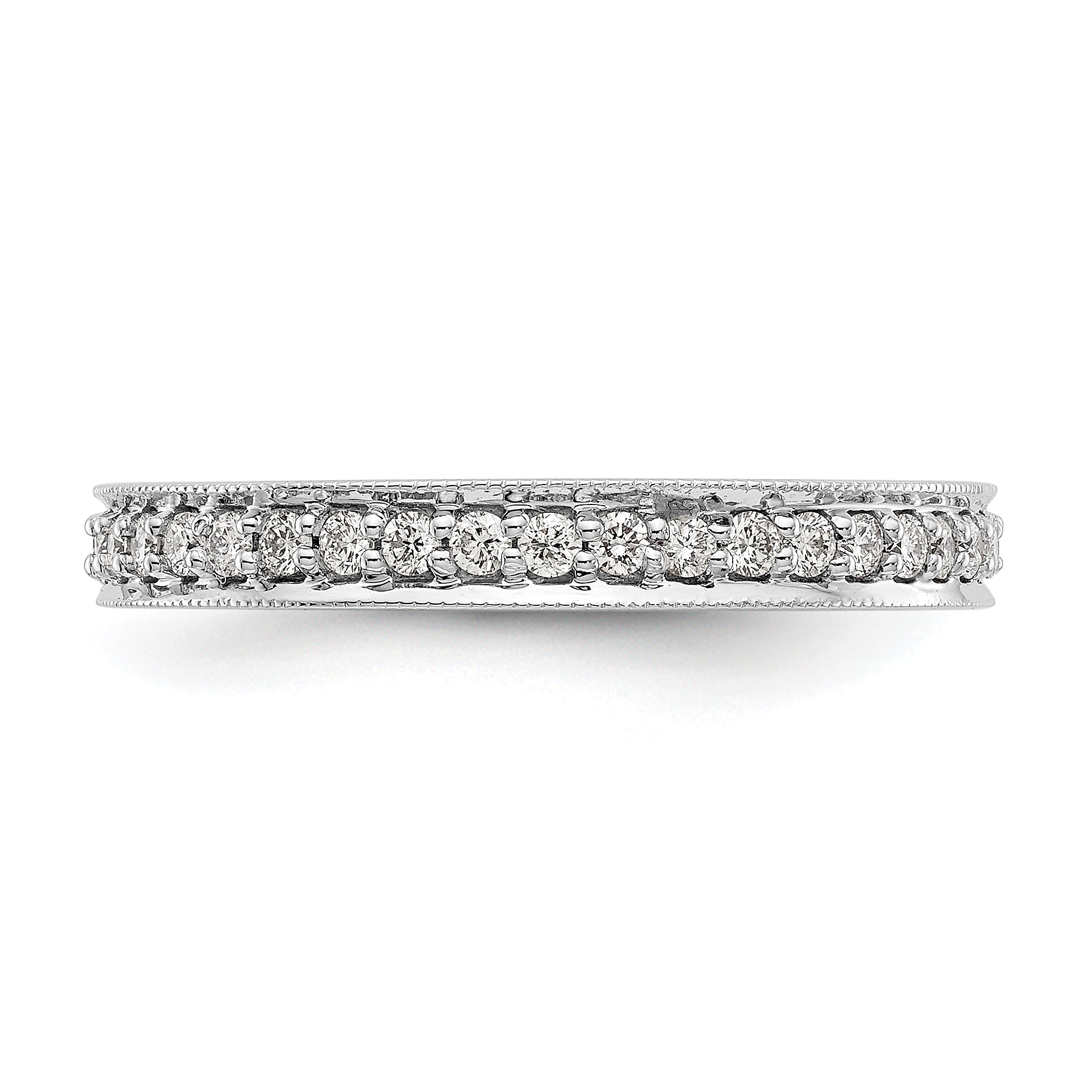 Solid Real 14k White Gold Polished Round 1/2 CT Vintage CZ Eternity Wedding Band Ring