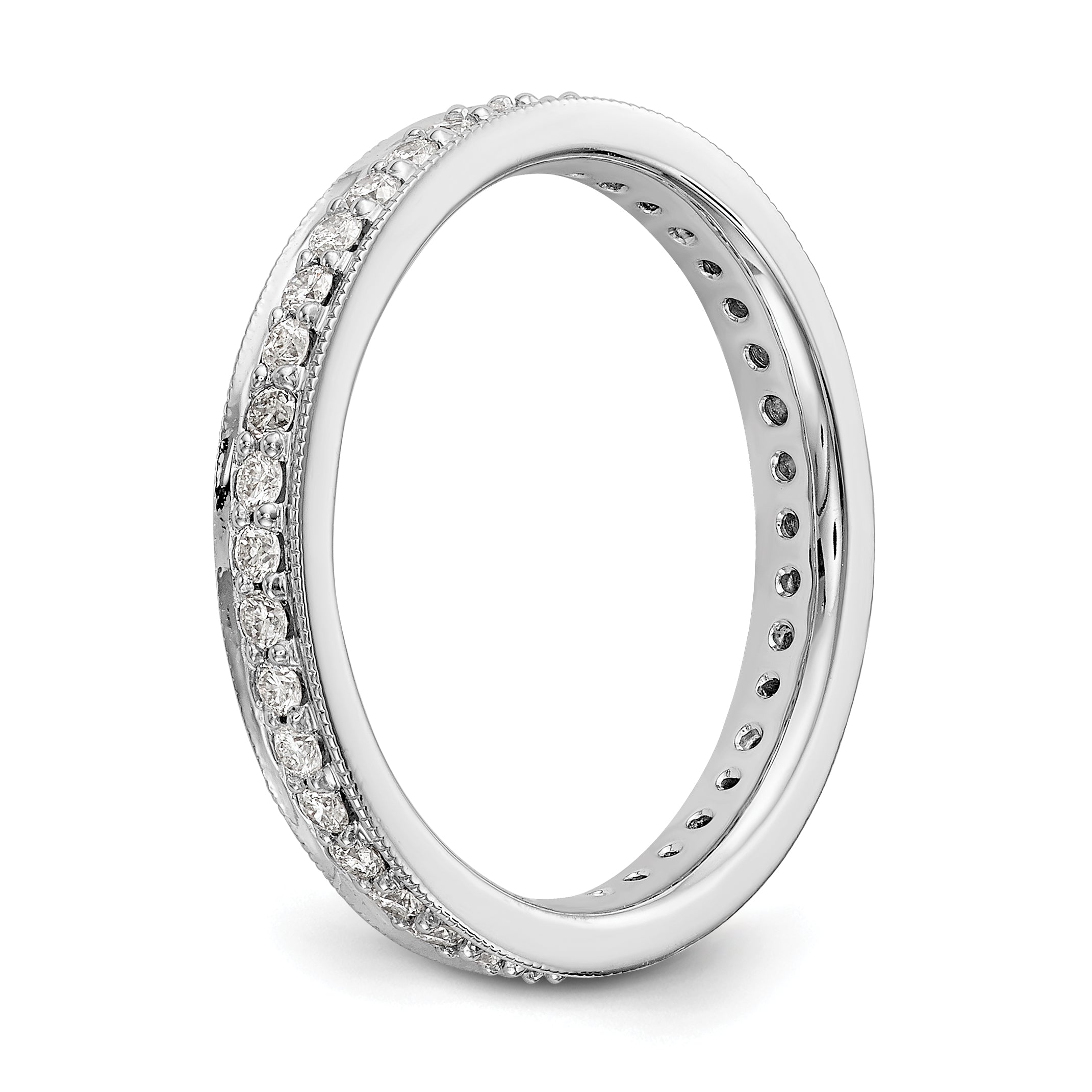 Solid Real 14k White Gold Polished Round 1/2 CT Vintage CZ Eternity Wedding Band Ring
